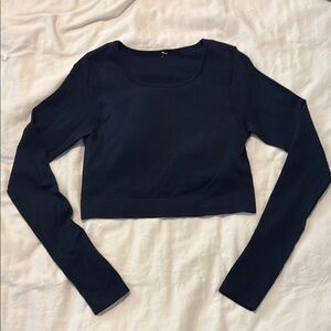 lululemon athletica Navy Long Sleeve Crop Top-True Navy